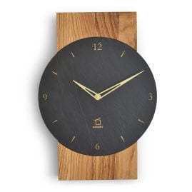 Natuhr 18NU1-10-1 Funk-Wanduhr Steineiche Eiche Massivholz Schiefer