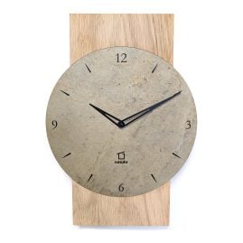 Natuhr 18NU1-10-2 Funk-Wanduhr Zugspitze Massivholz Eiche und Schiefer