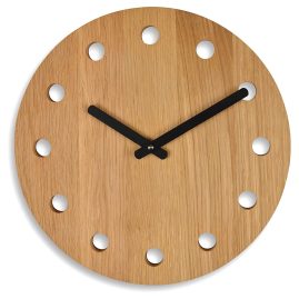 Natuhr 40NU1-11-1 Wanduhr Dot Massivholz Eiche Geölt ⌀ 30 cm