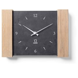 Natuhr 3NU1-11-2 Funk Wanduhr / Tischuhr Matterhorn Eiche Massiv mit Schiefer