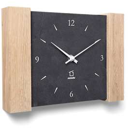 Natuhr 3NU1-11-2 Funk Wanduhr / Tischuhr Matterhorn Eiche Massiv mit Schiefer